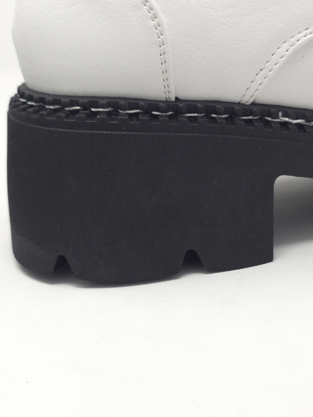 White Patent Brogue Lace up Faux Leather Loafers Chunky Black Lug Sole Oxfords - Picture 7 of 9